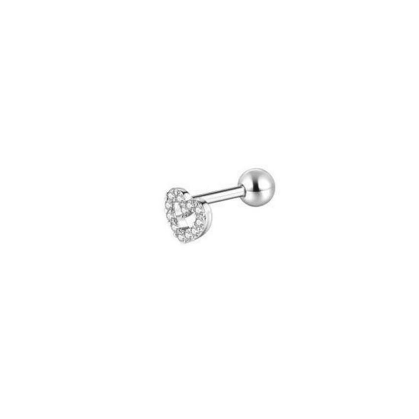 Piercing Tragus Flat Aço Inox coração antialérgico fashion