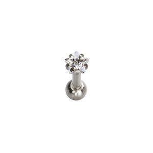 Piercing tragus aço cirúrgico prata com pedra cristal