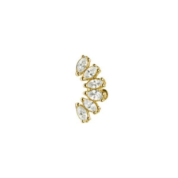Piercing vertical ouro com zircônias marquise cristal brilhante