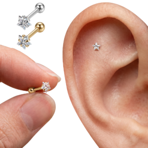 Piercing de Zircônia Brilhante de Estrela Orelha Cartilagem Trágus Hélix