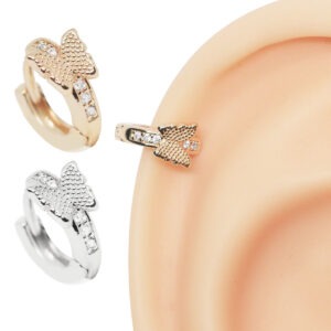 Piercing Hélix Argola Clicker Borboleta Cravejada com Zircônias Folheada