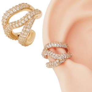 Piercing Conch Fake Pressão Orgânico Cravejado Folheado a Ouro