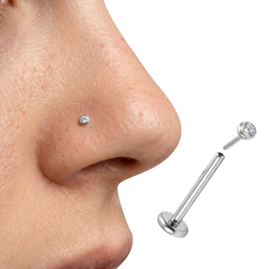 Piercing Nariz Prata 925 Fácil Colocação Labret Push In com Zircônia