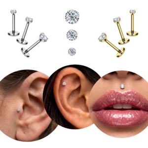Piercing Ponto de Luz Labret Aço Cirúrgico Escolha o Tamanho Helix Trágus Cartilagem Orelha